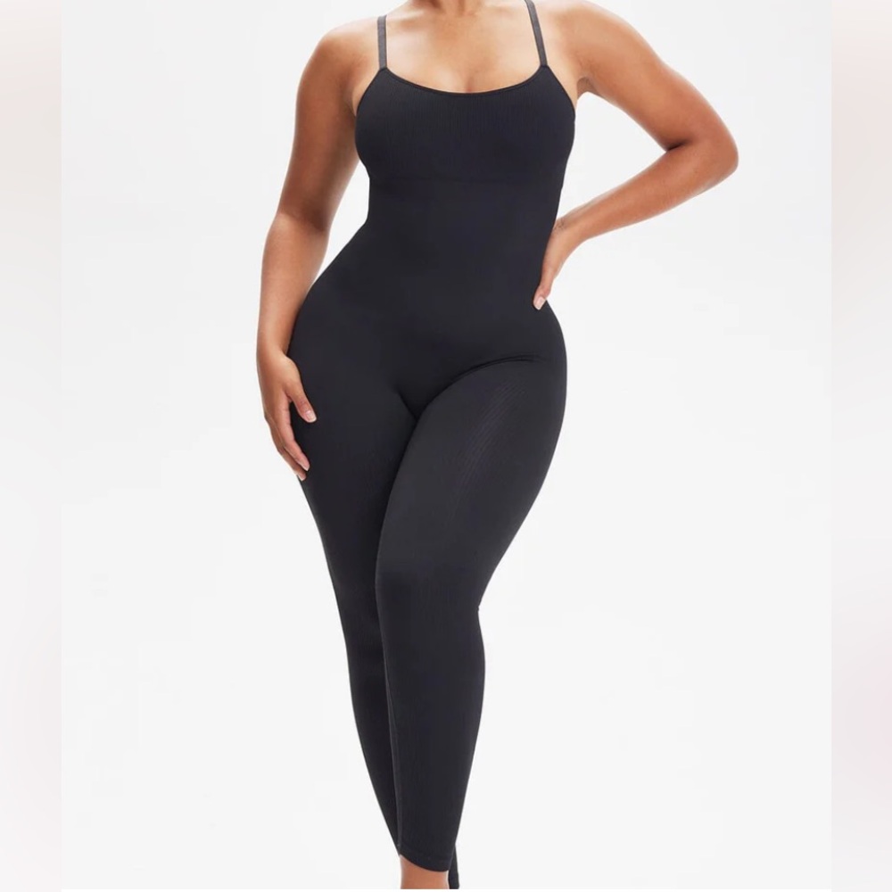 ShesWaisted Snatched Knit Seamless Jumpsuit  M/L  Black